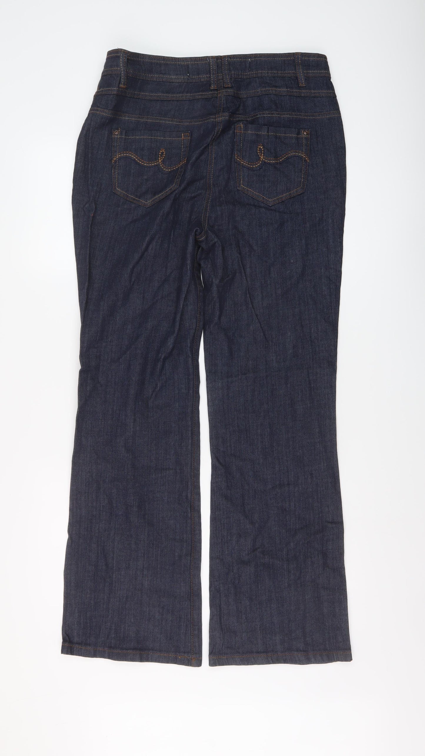 Nexct Womens Blue Cotton Bootcut Jeans Size 14 L30 in Regular Button
