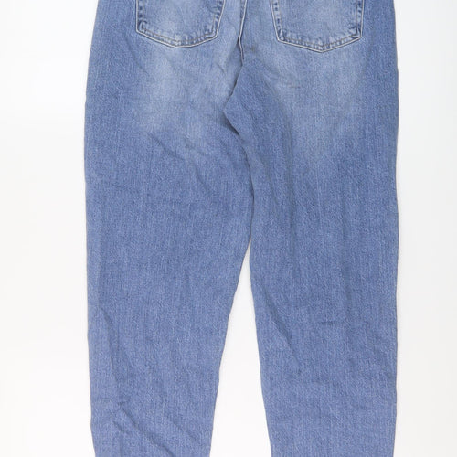 Marks and Spencer Womens Blue Cotton Mom Jeans Size 8 L27 in Regular Button