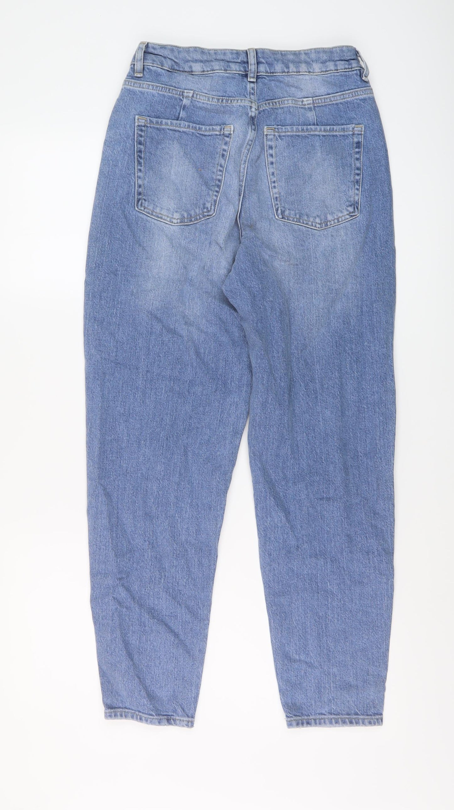 Marks and Spencer Womens Blue Cotton Mom Jeans Size 8 L27 in Regular Button