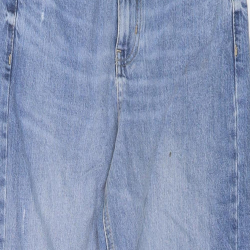 Marks and Spencer Womens Blue Cotton Mom Jeans Size 8 L27 in Regular Button