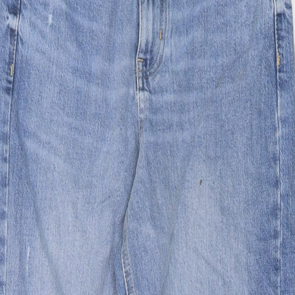 Marks and Spencer Womens Blue Cotton Mom Jeans Size 8 L27 in Regular Button