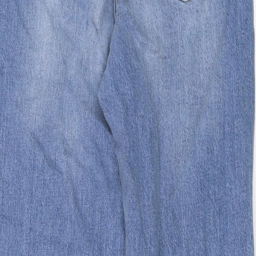 Marks and Spencer Womens Blue Cotton Mom Jeans Size 8 L27 in Regular Button