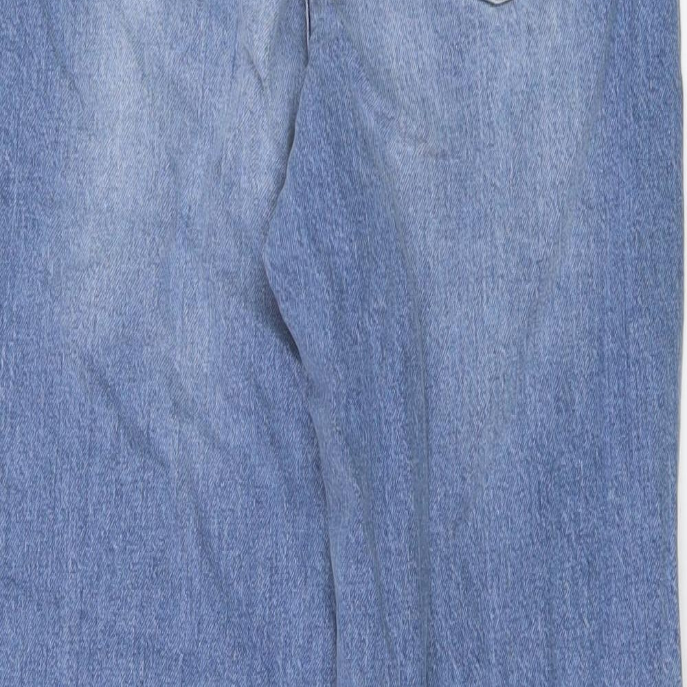 Marks and Spencer Womens Blue Cotton Mom Jeans Size 8 L27 in Regular Button