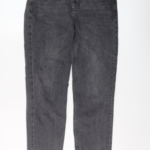 Topshop Womens Grey Cotton Mom Jeans Size 28 in L24 in Regular Button