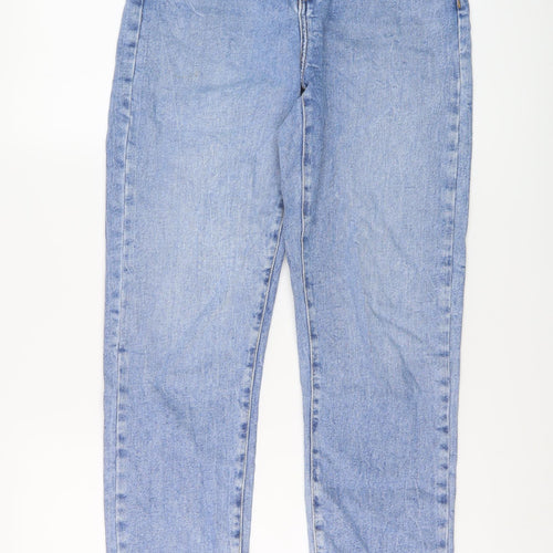 New Look Womens Blue Cotton Mom Jeans Size 10 L28 in Regular Button