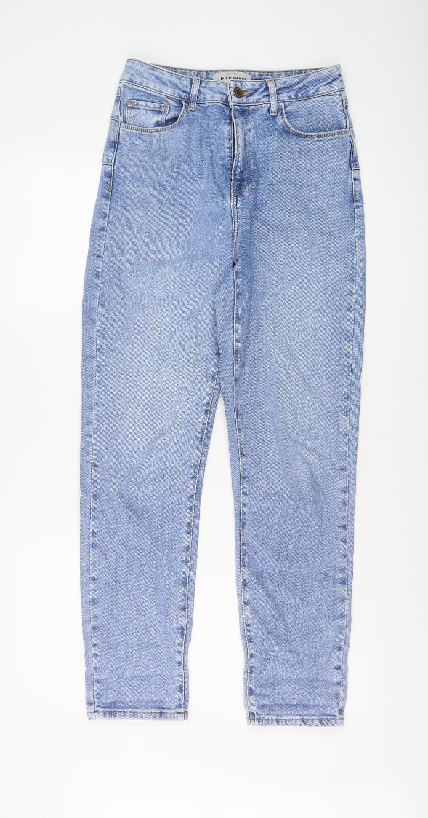 New Look Womens Blue Cotton Mom Jeans Size 10 L28 in Regular Button