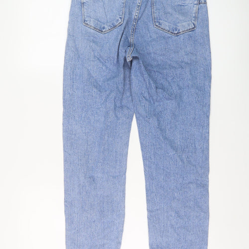 New Look Womens Blue Cotton Mom Jeans Size 10 L28 in Regular Button