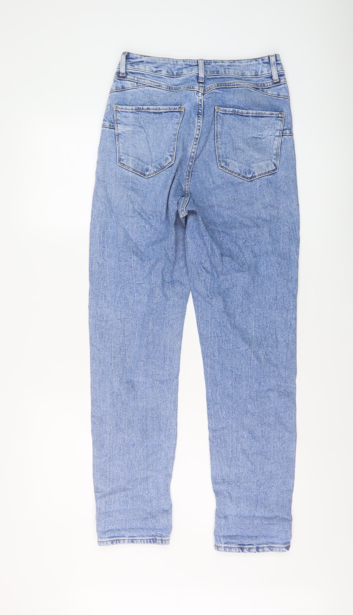New Look Womens Blue Cotton Mom Jeans Size 10 L28 in Regular Button