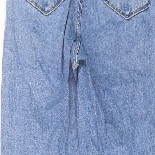 New Look Womens Blue Cotton Mom Jeans Size 10 L28 in Regular Button