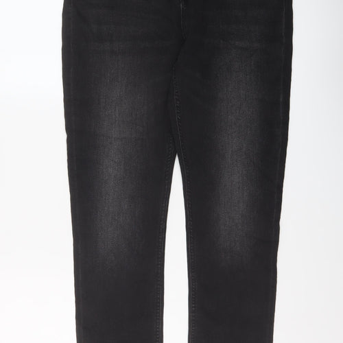 Marks and Spencer Boys Grey Cotton Straight Jeans Size 15-16 Years Regular Button