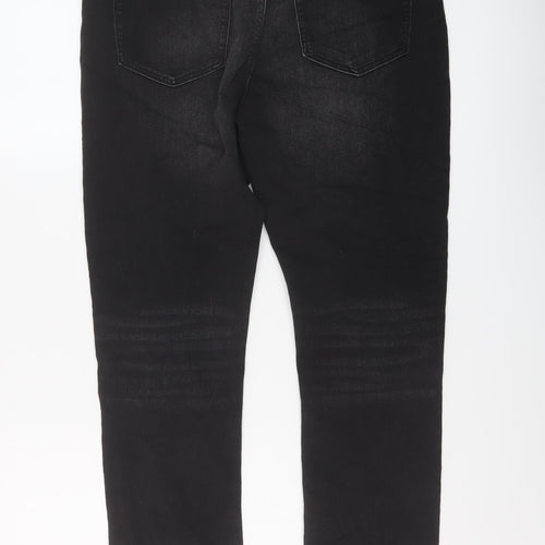 Marks and Spencer Boys Grey Cotton Straight Jeans Size 15-16 Years Regular Button