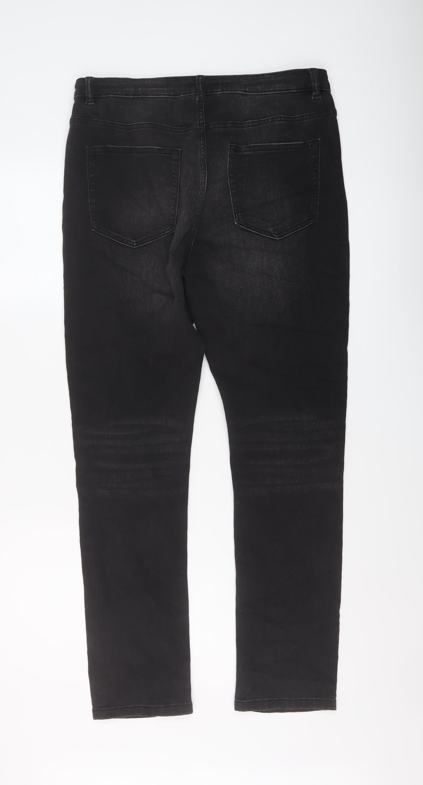 Marks and Spencer Boys Grey Cotton Straight Jeans Size 15-16 Years Regular Button