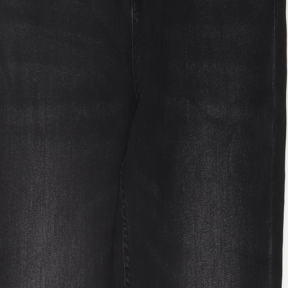 Marks and Spencer Boys Grey Cotton Straight Jeans Size 15-16 Years Regular Button