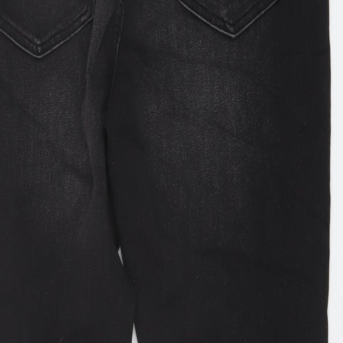 Marks and Spencer Boys Grey Cotton Straight Jeans Size 15-16 Years Regular Button