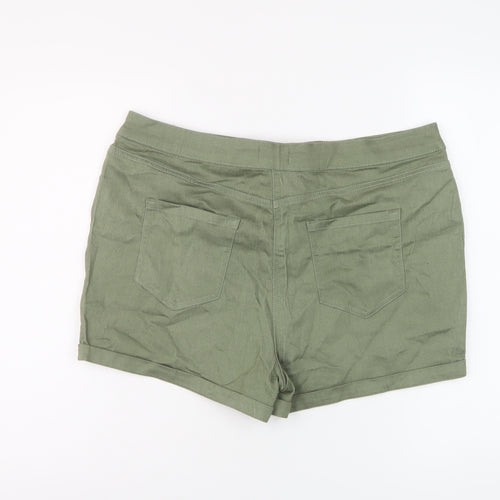 Matalan Womens Green Cotton Hot Pants Shorts Size 18 L3 in Regular Button