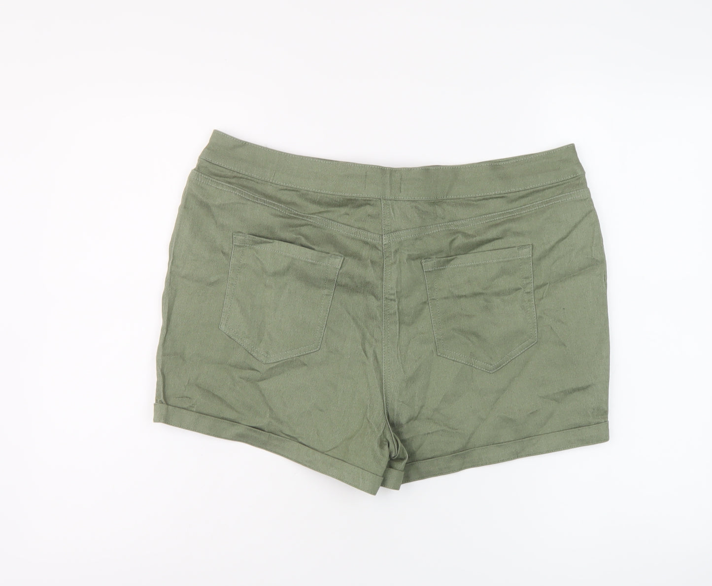Matalan Womens Green Cotton Hot Pants Shorts Size 18 L3 in Regular Button