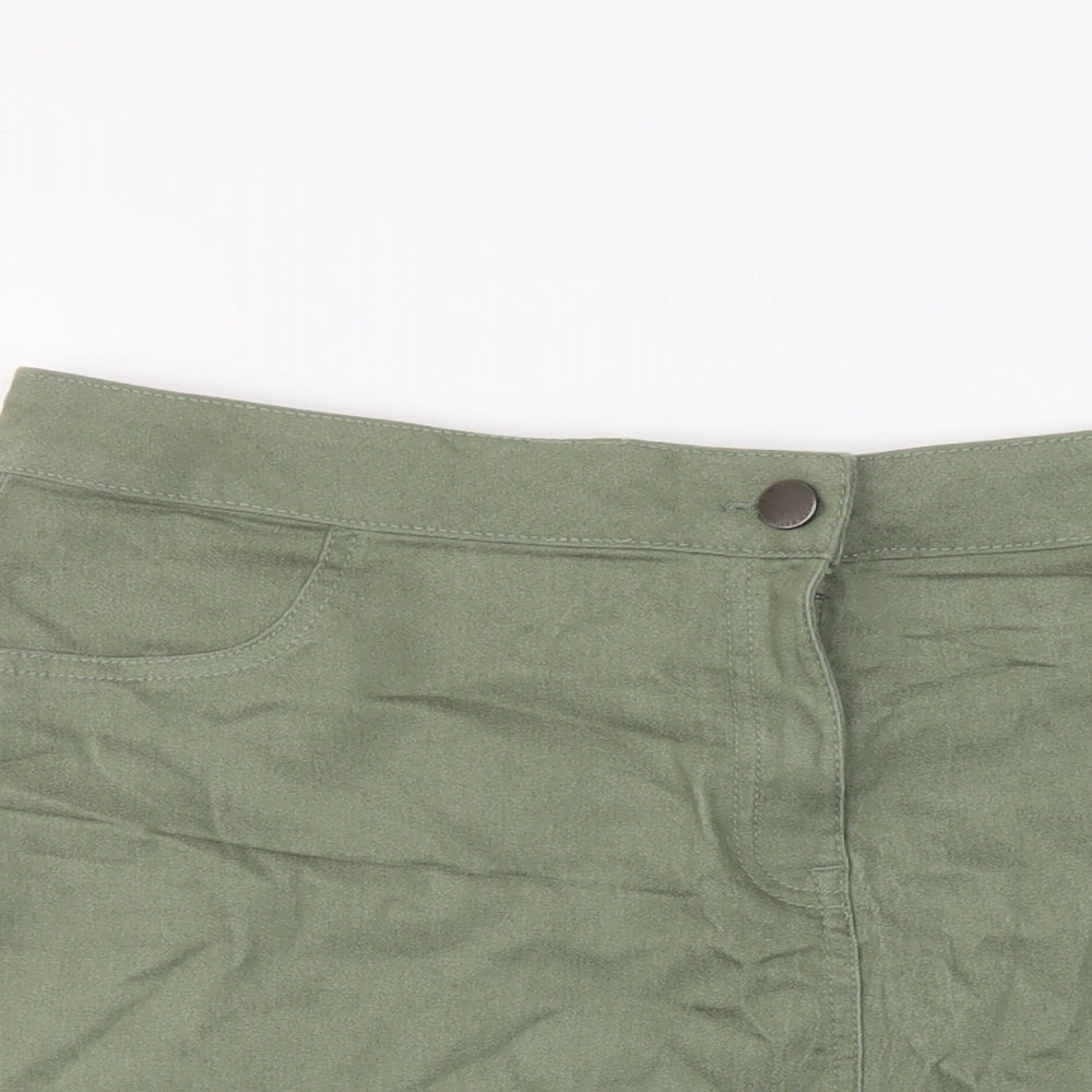 Matalan Womens Green Cotton Hot Pants Shorts Size 18 L3 in Regular Button
