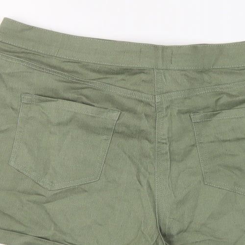 Matalan Womens Green Cotton Hot Pants Shorts Size 18 L3 in Regular Button
