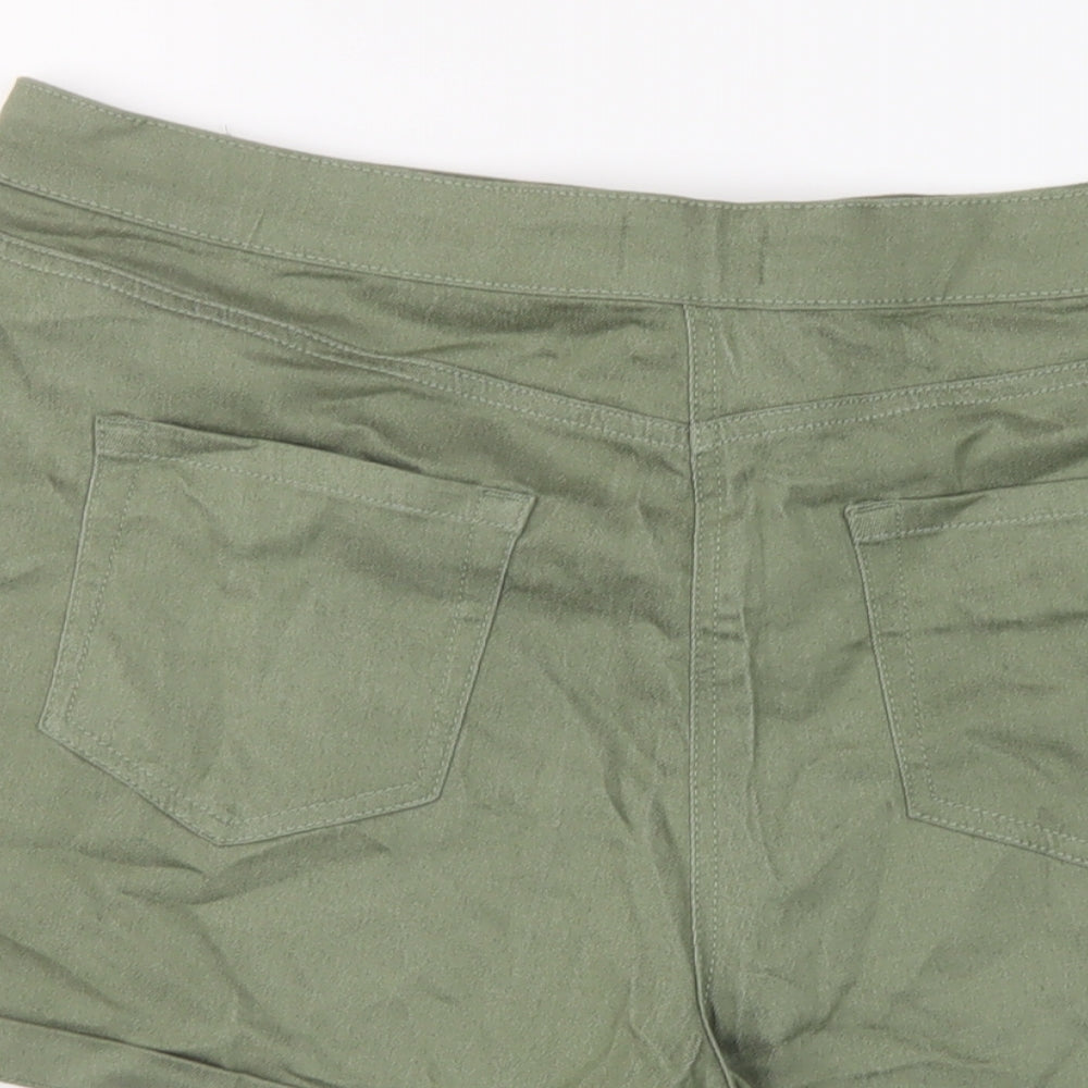 Matalan Womens Green Cotton Hot Pants Shorts Size 18 L3 in Regular Button