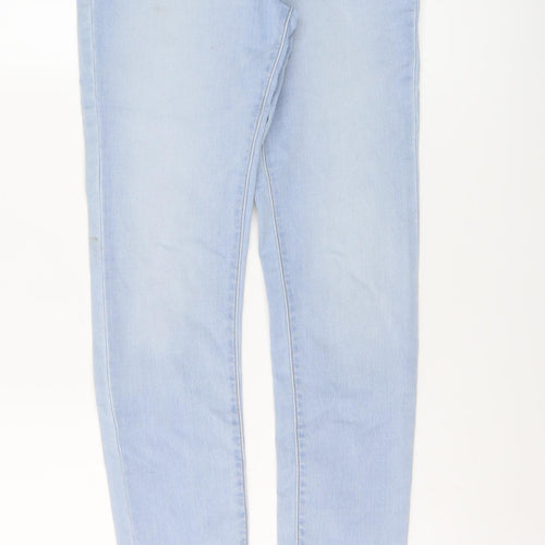 River Island Girls Blue Cotton Skinny Jeans Size 12 Years Regular Button