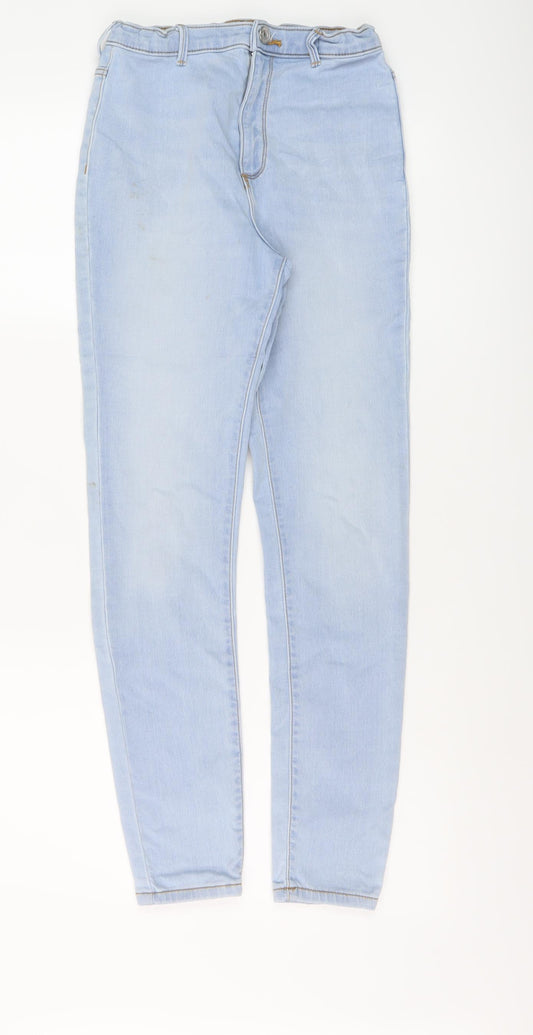 River Island Girls Blue Cotton Skinny Jeans Size 12 Years Regular Button