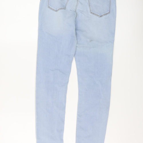 River Island Girls Blue Cotton Skinny Jeans Size 12 Years Regular Button