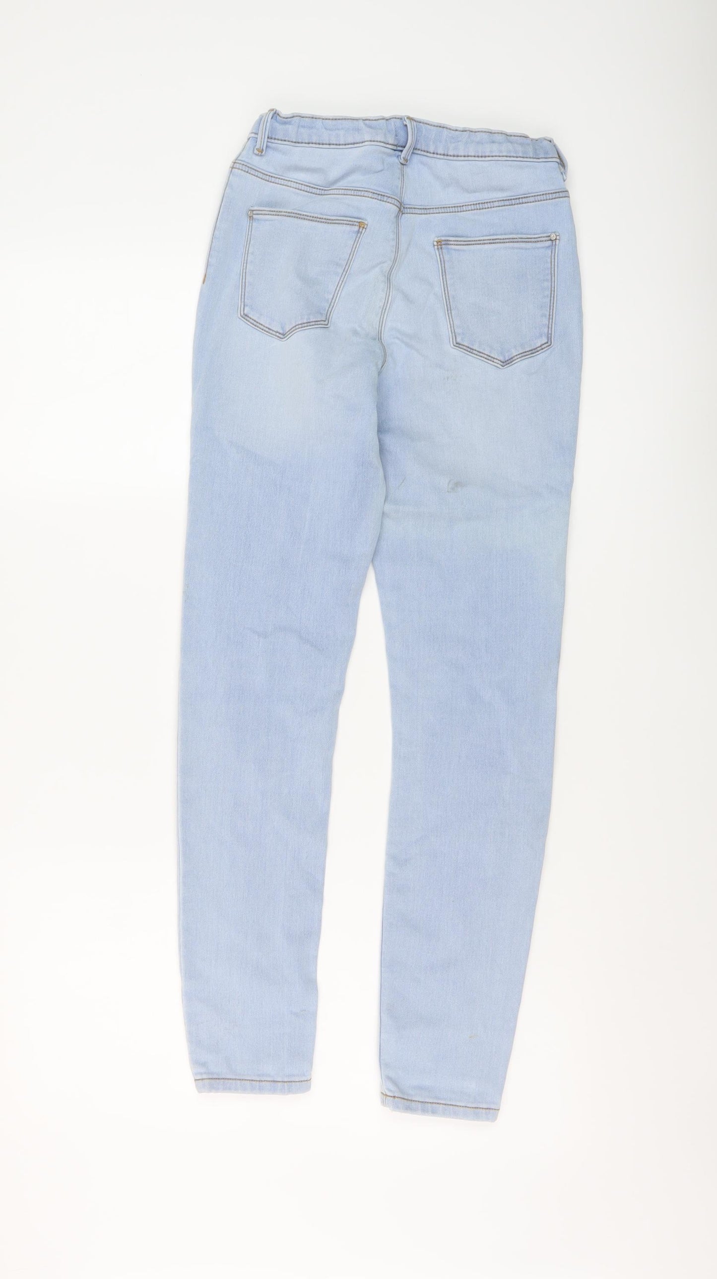 River Island Girls Blue Cotton Skinny Jeans Size 12 Years Regular Button