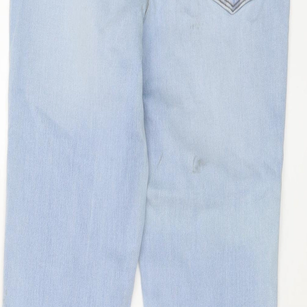 River Island Girls Blue Cotton Skinny Jeans Size 12 Years Regular Button