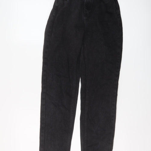 New Look Womens Grey Cotton Mom Jeans Size 6 L29 in Regular Button