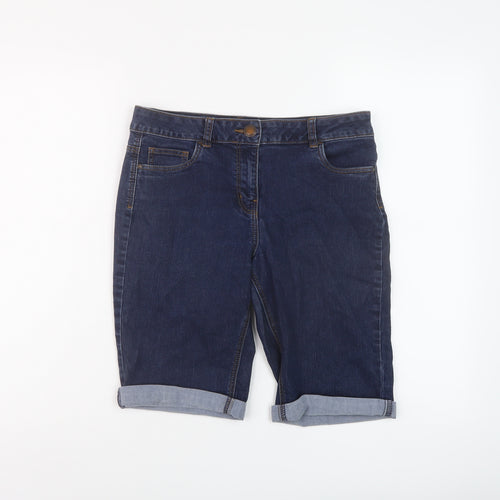 George Womens Blue Cotton Bermuda Shorts Size 10 L11 in Regular Button
