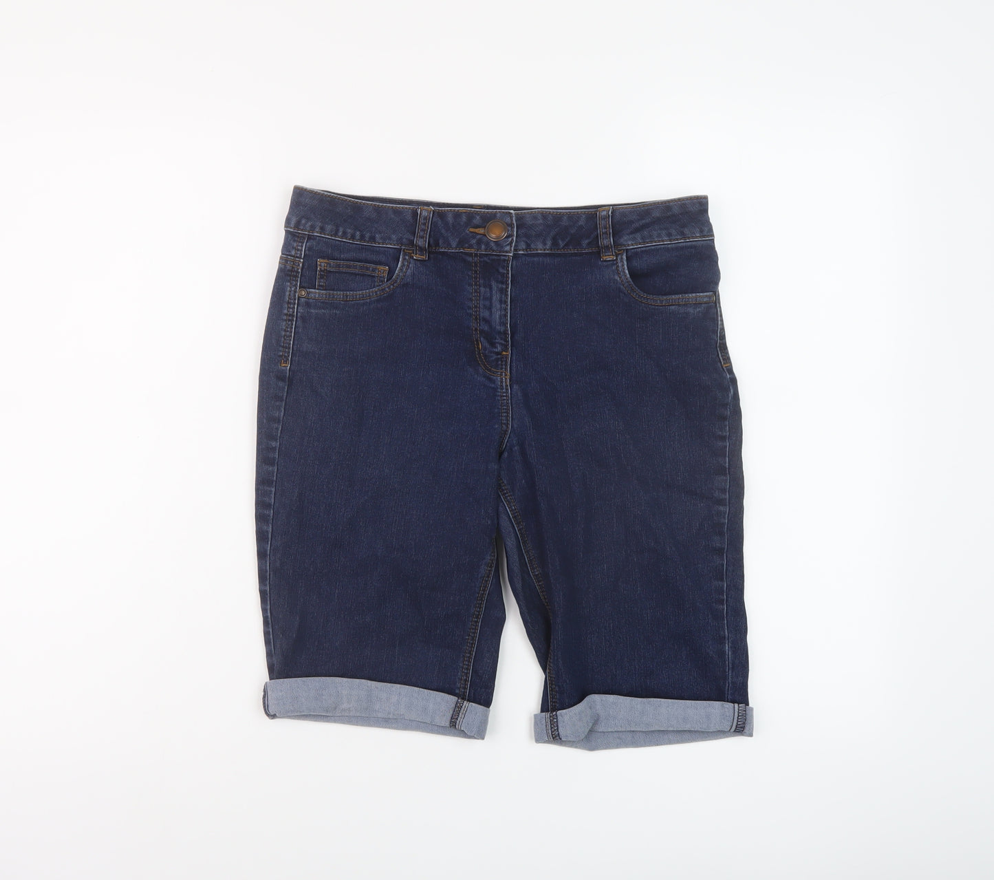 George Womens Blue Cotton Bermuda Shorts Size 10 L11 in Regular Button