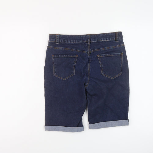 George Womens Blue Cotton Bermuda Shorts Size 10 L11 in Regular Button