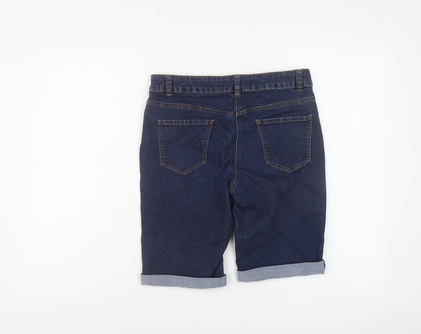 George Womens Blue Cotton Bermuda Shorts Size 10 L11 in Regular Button