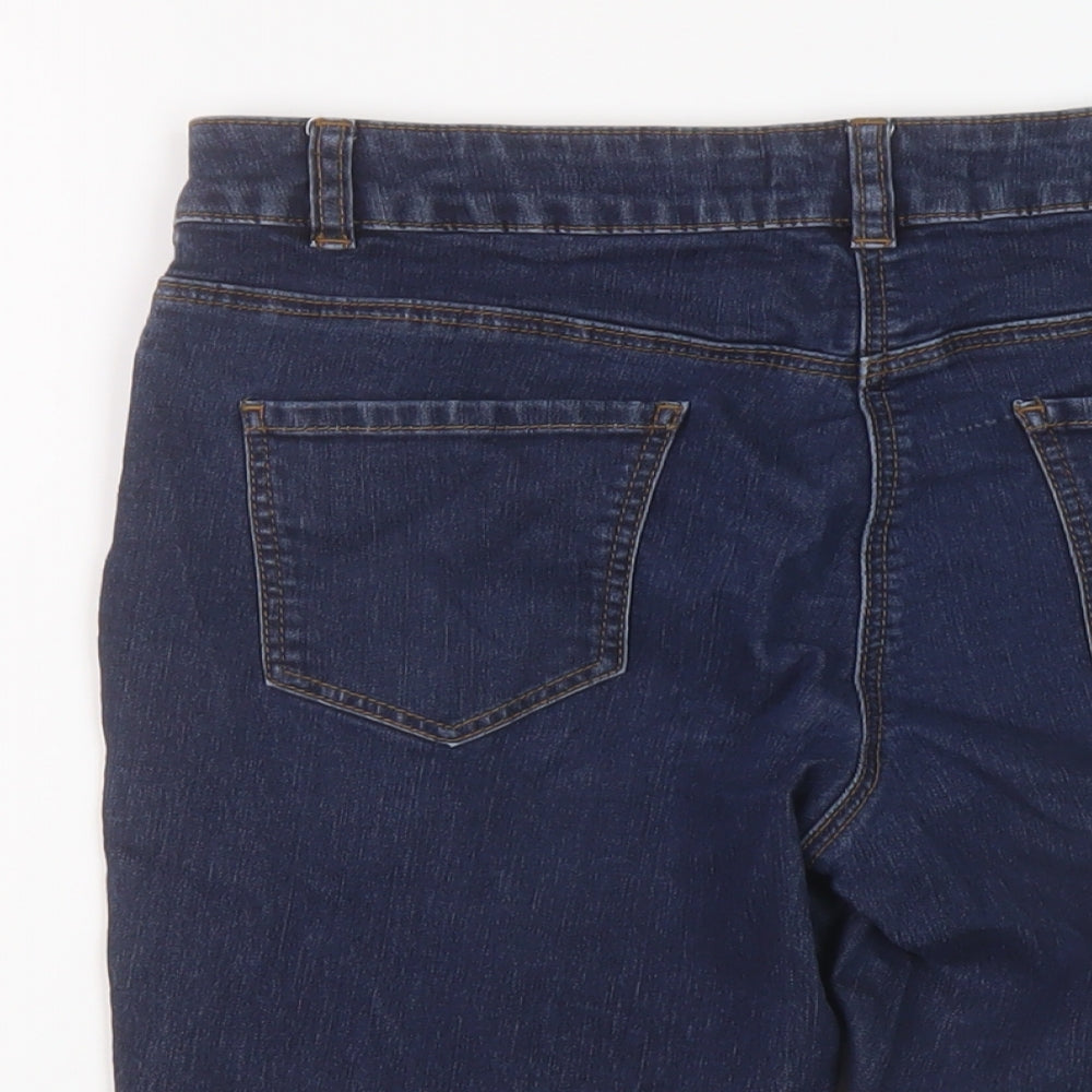George Womens Blue Cotton Bermuda Shorts Size 10 L11 in Regular Button