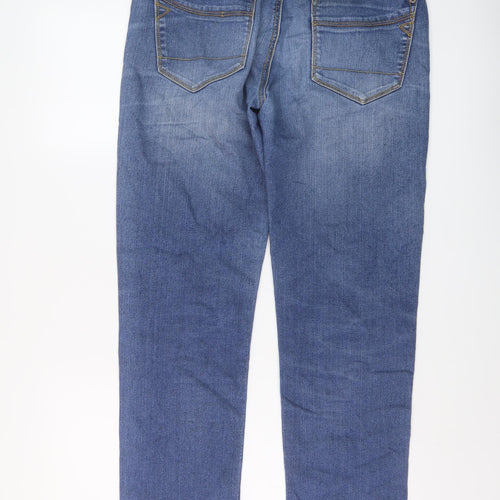 Kenvelo Womens Black Cotton Straight Jeans Size 32 in L32 in Slim Button