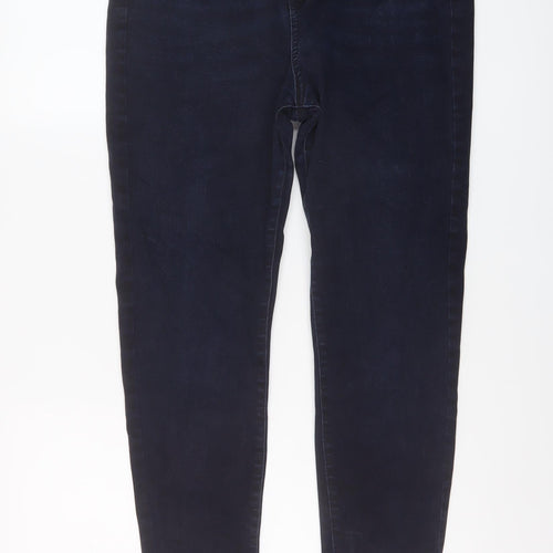 Marks and Spencer Womens Blue Cotton Skinny Jeans Size 16 L29 in Regular Button