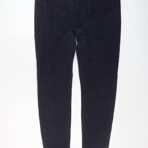 Marks and Spencer Womens Blue Cotton Skinny Jeans Size 16 L29 in Regular Button