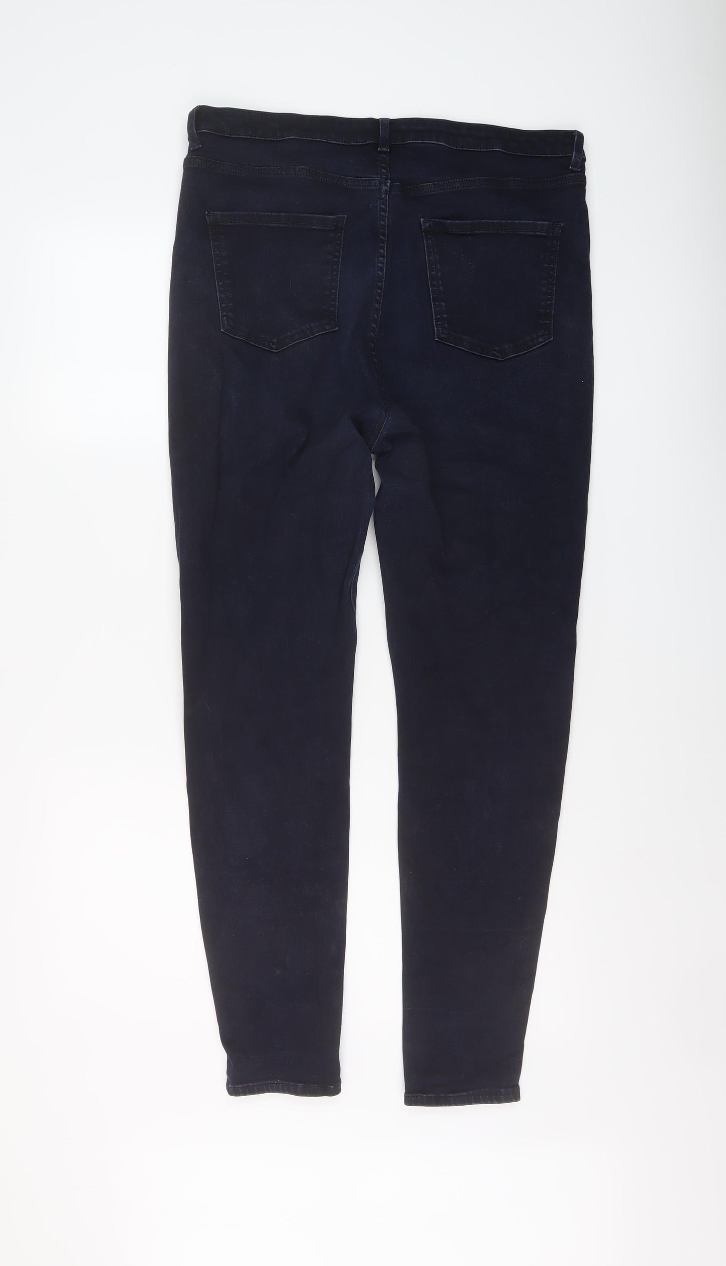 Marks and Spencer Womens Blue Cotton Skinny Jeans Size 16 L29 in Regular Button