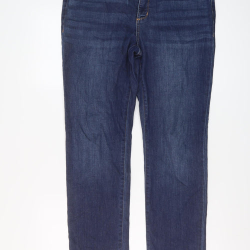John's Bay Womens Blue Cotton Straight Jeans Size 10 L27 in Regular Button