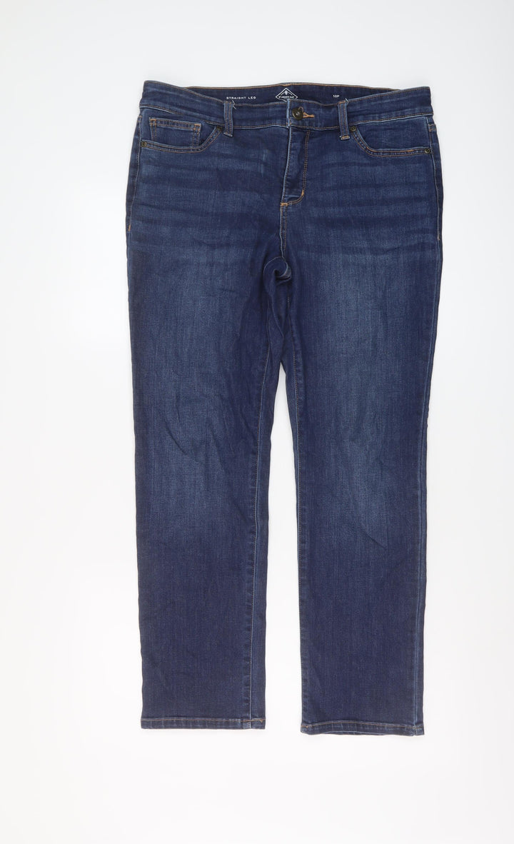 John's Bay Womens Blue Cotton Straight Jeans Size 10 L27 in Regular Button