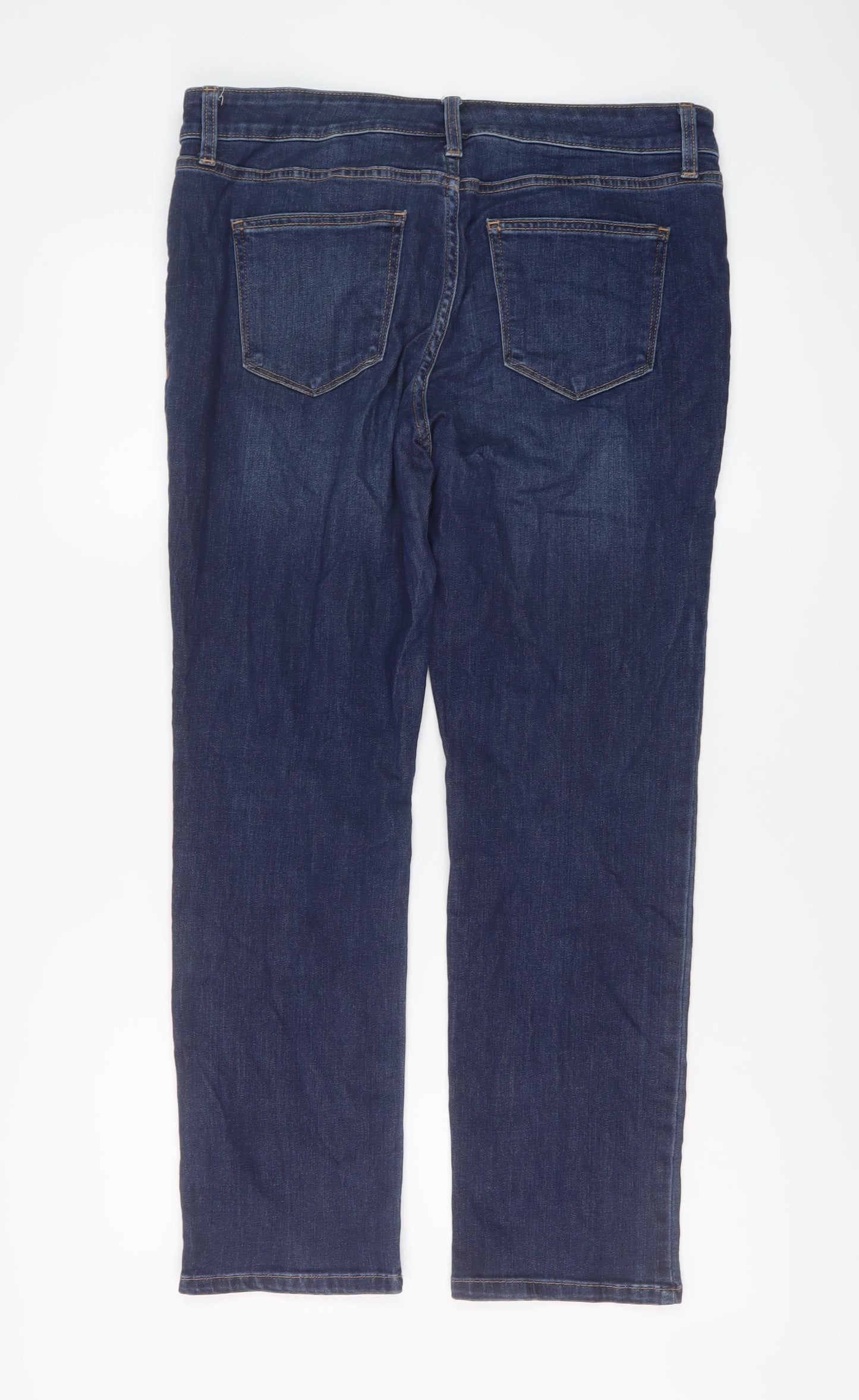John's Bay Womens Blue Cotton Straight Jeans Size 10 L27 in Regular Button