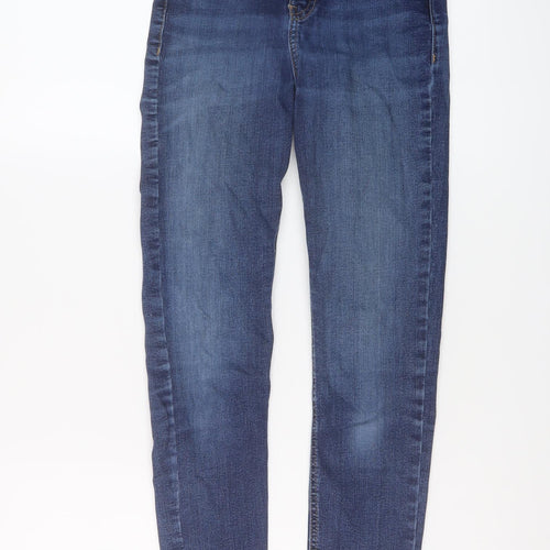 Topshop Womens Blue Cotton Skinny Jeans Size 26 L26 in Regular Button