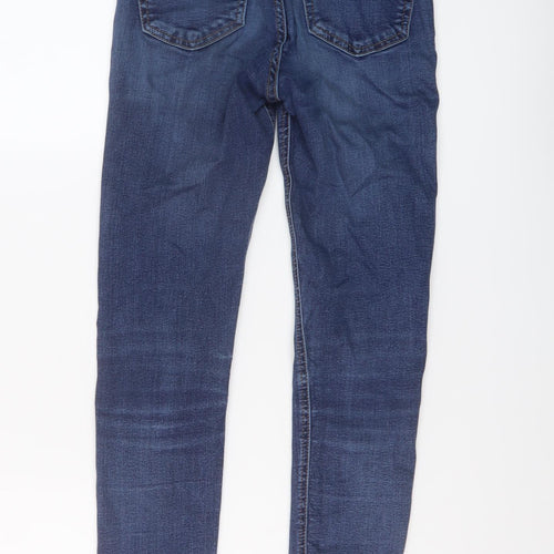 Topshop Womens Blue Cotton Skinny Jeans Size 26 L26 in Regular Button