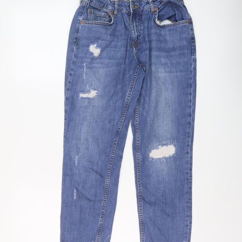 River Island Womens Blue Cotton Straight Jeans Size 12 L26 in Regular Button