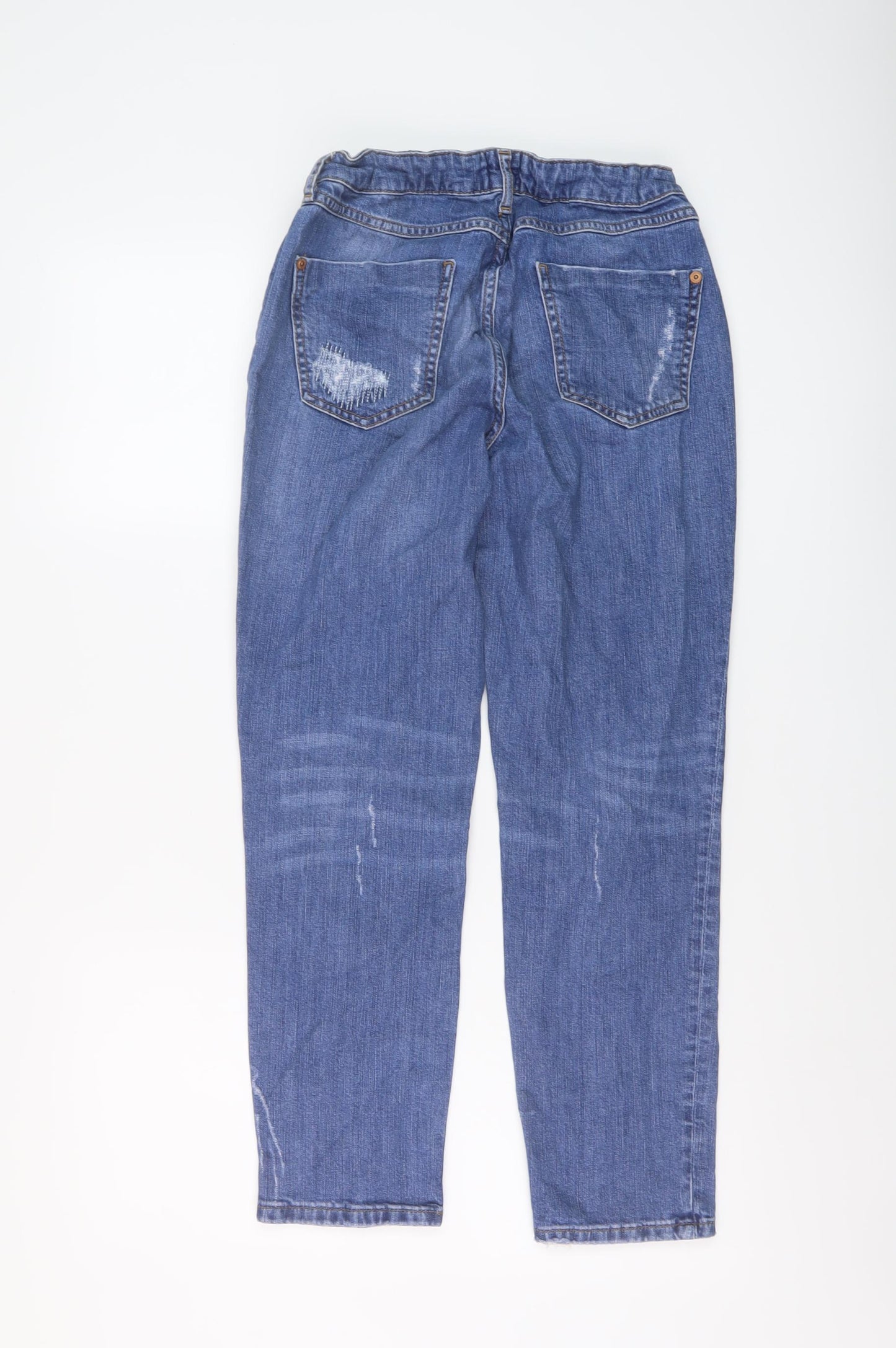 River Island Womens Blue Cotton Straight Jeans Size 12 L26 in Regular Button