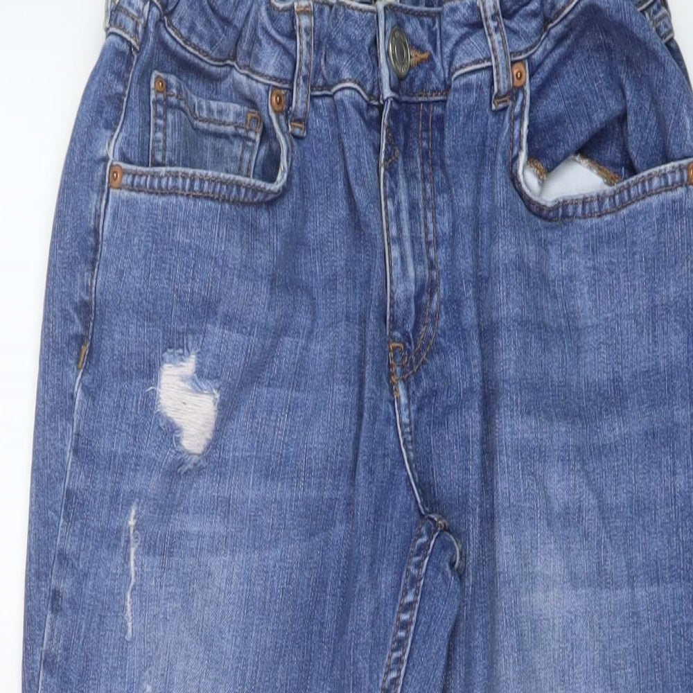 River Island Womens Blue Cotton Straight Jeans Size 12 L26 in Regular Button