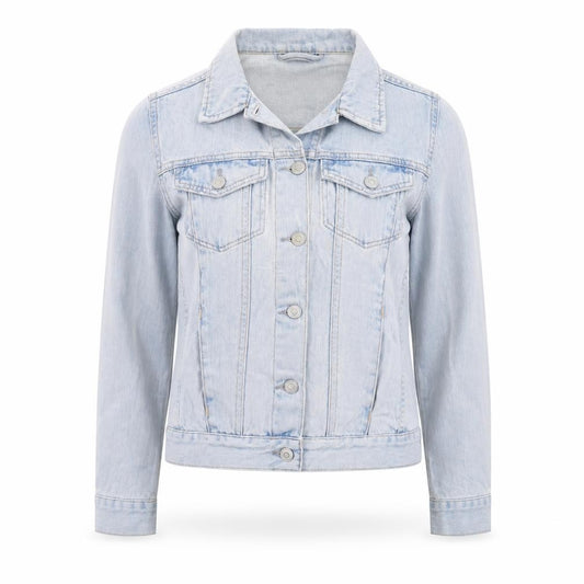 Front view of Topshop women’s blue jacket, size UK 8, button
