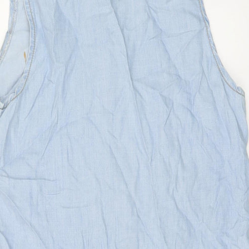 Missguided Womens Blue Cotton Playsuit One-Piece Size 10 Snap