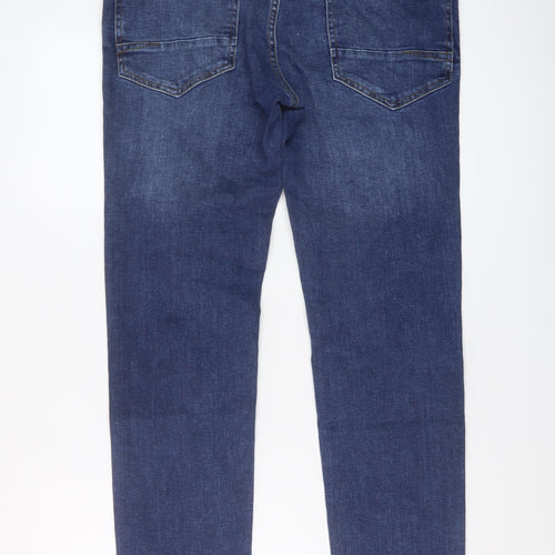 MCNEAL Mens Blue Cotton Straight Jeans Size 32 in L29 in Regular Button