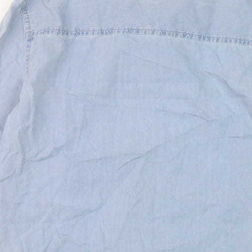 Denim & Co. Womens Blue Cotton Basic Button-Up Size 12 Collared